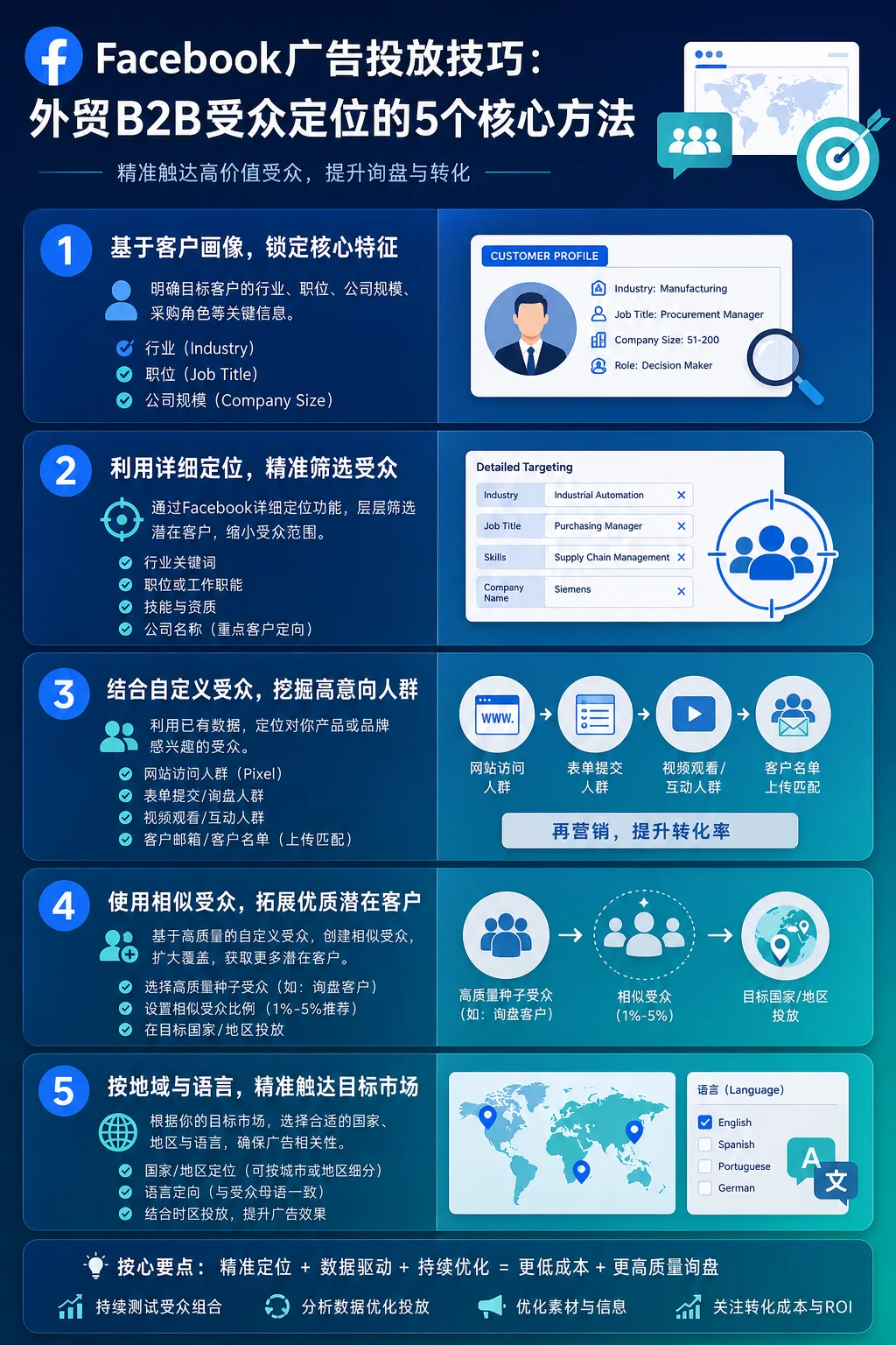 Facebook广告投放技巧：外贸B2B受众定位的5个核心方法