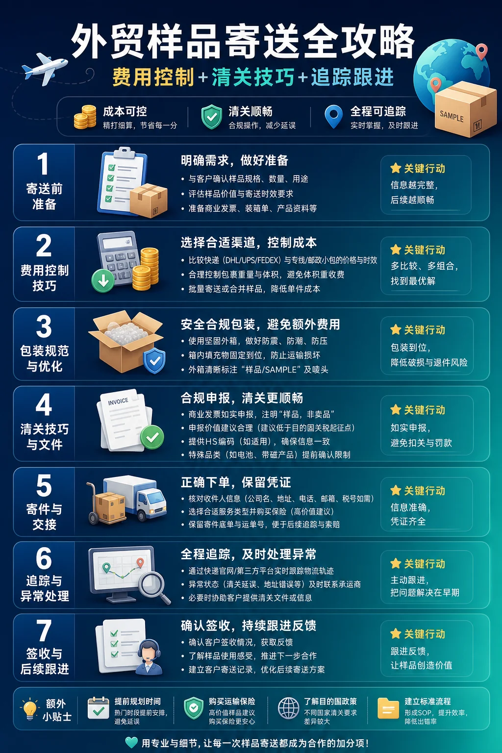 外贸样品寄送全攻略：费用控制+清关技巧+追踪跟进