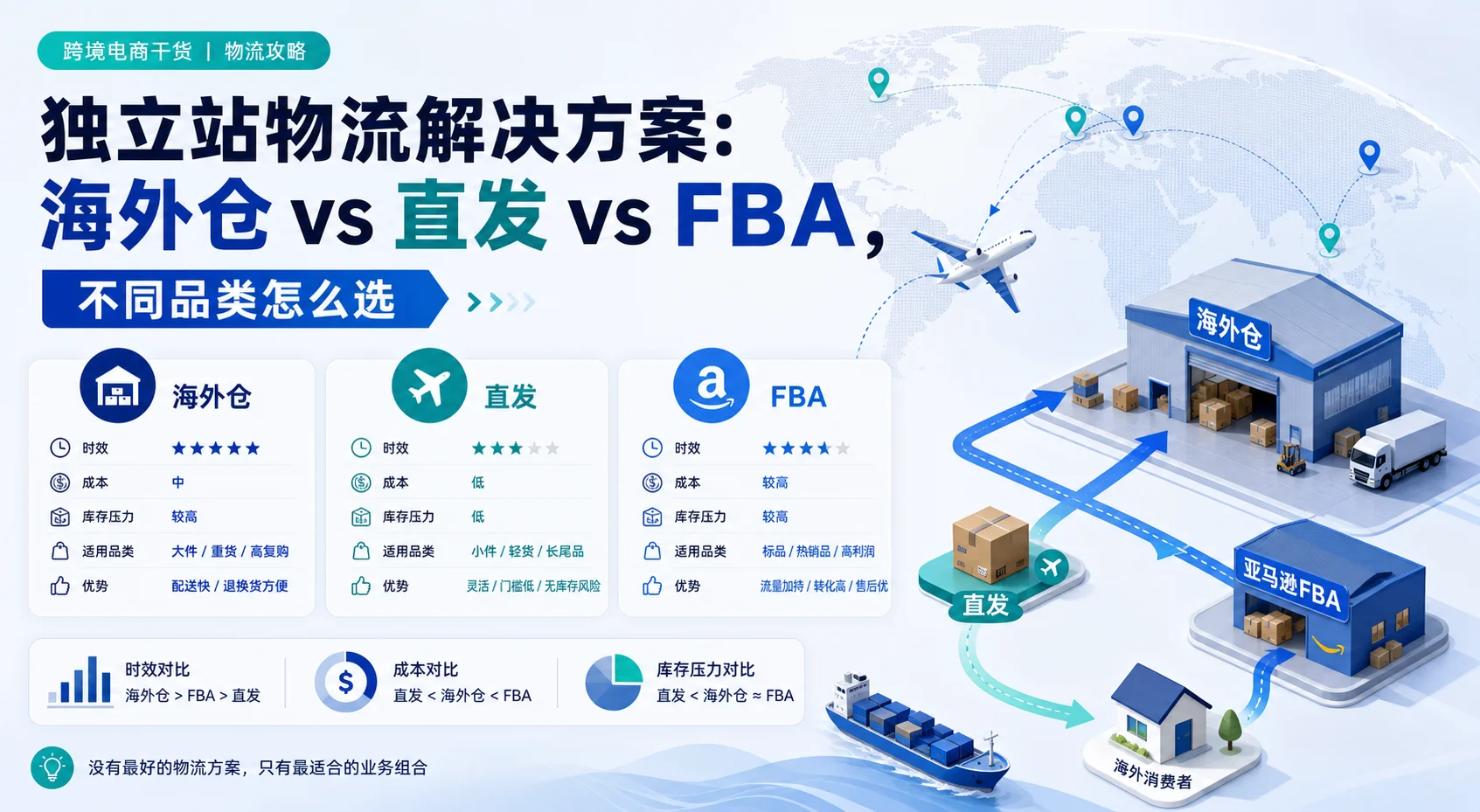 独立站物流解决方案：海外仓 vs 直发 vs FBA，不同品类怎么选